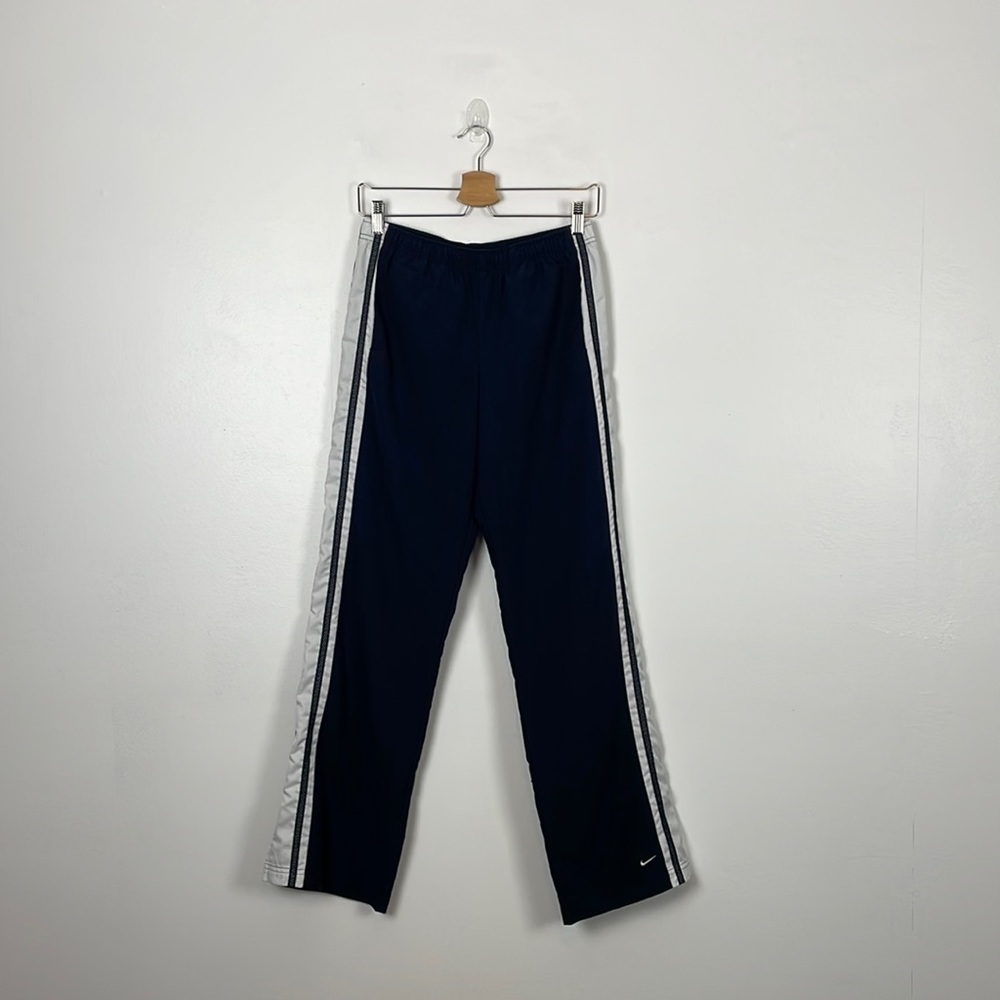 Nike sweatpants boys mens size small athletic navy blue white side strip pants
